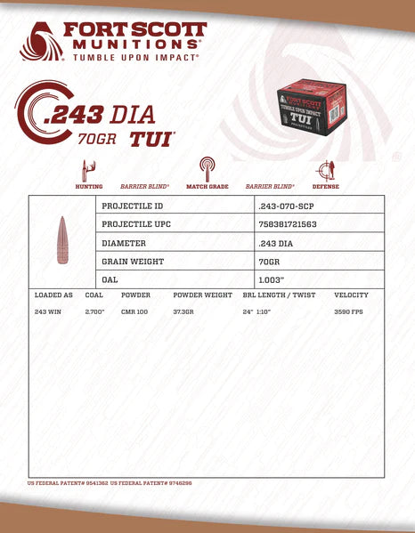 .243-070-SCP Projectile (50ct)